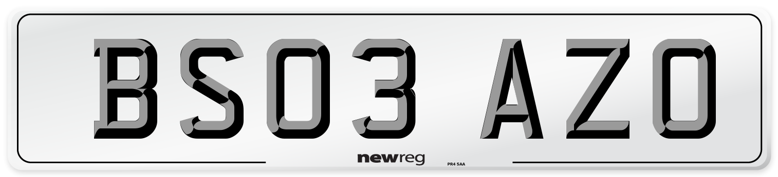 BS03 AZO Number Plate from New Reg